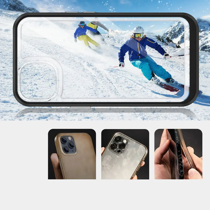 Clear 3in1 case for iPhone 13 mini gel cover with frame black - Cell phone cases and covers<<<HurtelXML