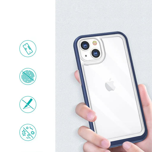 Clear 3in1 case for iPhone 13 mini gel cover with frame blue - Cell phone cases and covers<<<HurtelXML
