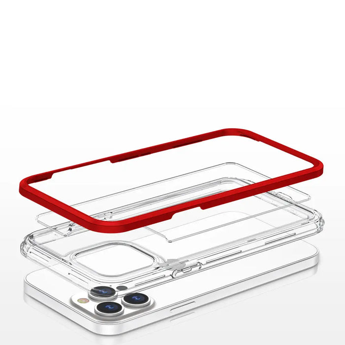 Clear 3in1 case for iPhone 13 Pro frame cover gel red - Cell phone cases and covers<<<HurtelXML