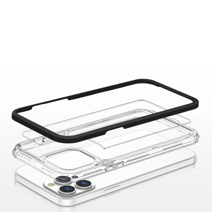 Clear 3in1 case for iPhone 13 Pro Max case gel cover with frame black - Cell phone cases and covers<<<HurtelXML