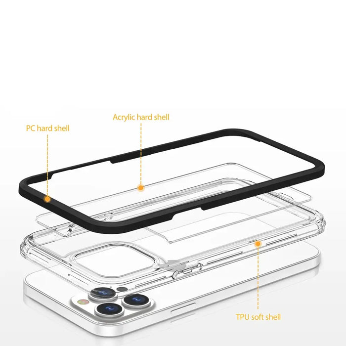 Clear 3in1 case for iPhone 14 silicone cover with frame red - Cell phone cases and covers<<<HurtelXML