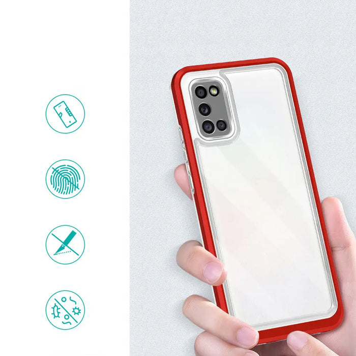 Clear 3in1 case for Samsung Galaxy A03s (166) frame gel cover red - Cell phone cases and covers<<<HurtelXML