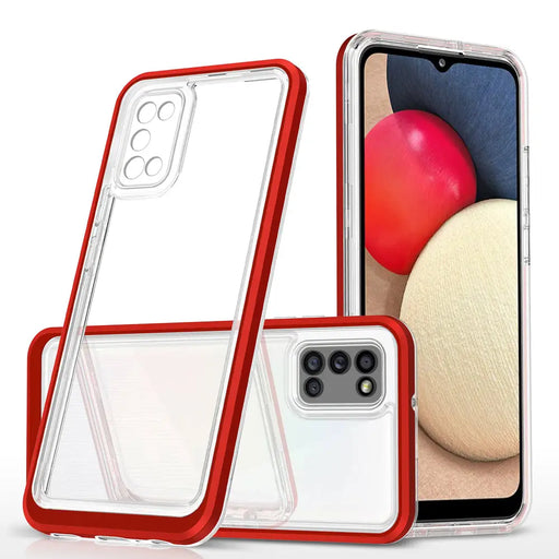 Clear 3in1 case for Samsung Galaxy A03s (166) frame gel cover red - Cell phone cases and covers<<<HurtelXML