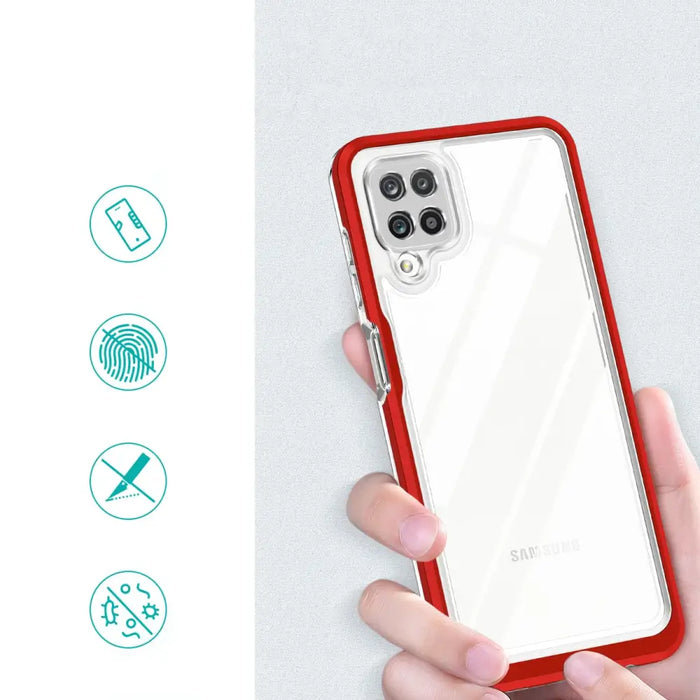 Clear 3in1 Case for Samsung Galaxy A12 5G Frame Gel Cover Red - Cell phone cases and covers<<<HurtelXML