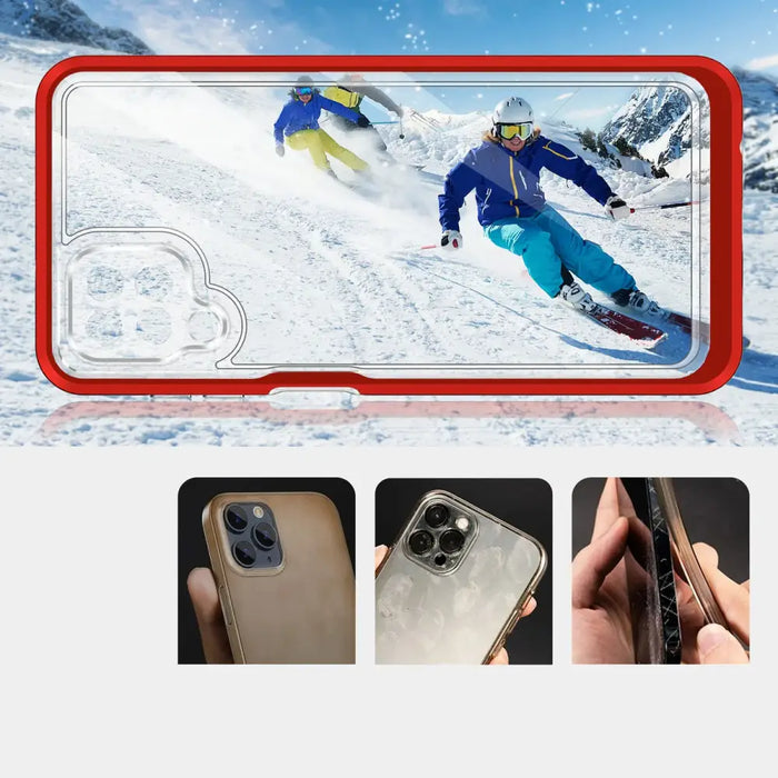 Clear 3in1 Case for Samsung Galaxy A12 5G Frame Gel Cover Red - Cell phone cases and covers<<<HurtelXML