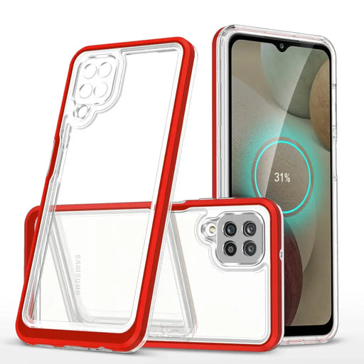 Clear 3in1 Case for Samsung Galaxy A12 5G Frame Gel Cover Red - Cell phone cases and covers<<<HurtelXML