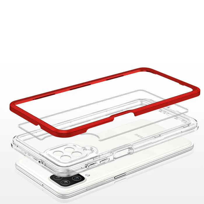 Clear 3in1 Case for Samsung Galaxy A22 4G Frame Gel Cover Red - Cell phone cases and covers<<<HurtelXML