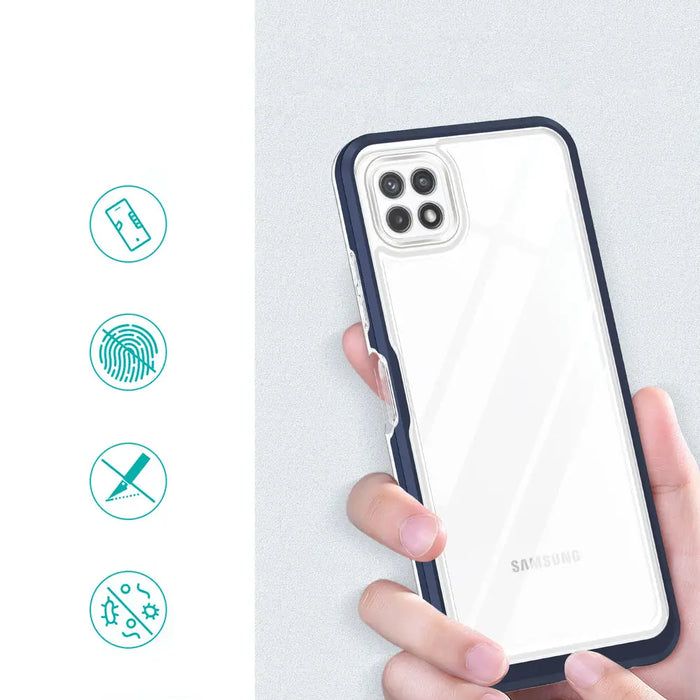 Clear 3in1 Case for Samsung Galaxy A22 5G Frame Gel Cover Blue - Cell phone cases and covers<<<HurtelXML