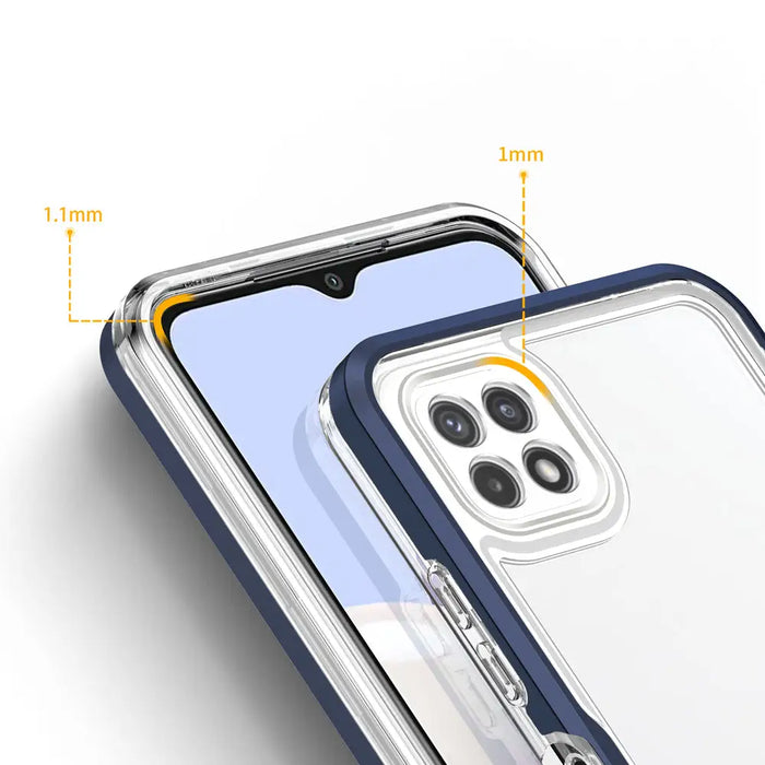 Clear 3in1 Case for Samsung Galaxy A22 5G Frame Gel Cover Blue - Cell phone cases and covers<<<HurtelXML