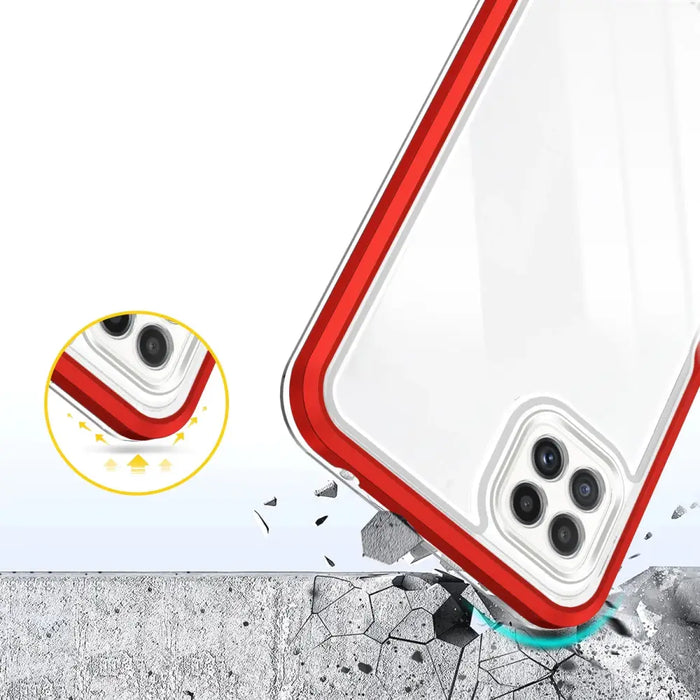 Clear 3in1 Case for Samsung Galaxy A22 5G Frame Gel Cover Red - Cell phone cases and covers<<<HurtelXML