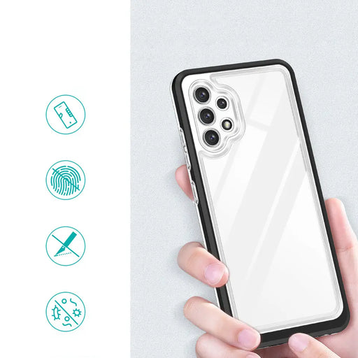 Clear 3in1 Case for Samsung Galaxy A32 5G Frame Gel Cover Black - Cell phone cases and covers<<<HurtelXML