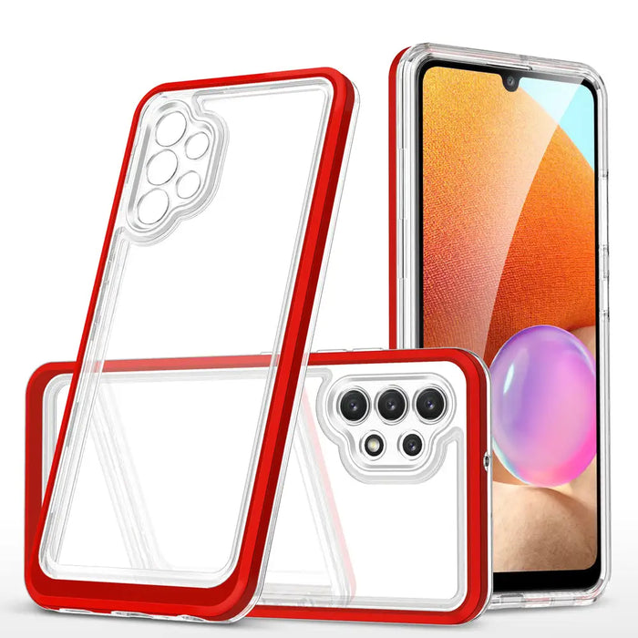 Clear 3in1 Case for Samsung Galaxy A32 5G Frame Gel Cover Red - Cell phone cases and covers<<<HurtelXML