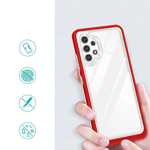 Clear 3in1 Case for Samsung Galaxy A32 5G Frame Gel Cover Red - Cell phone cases and covers<<<HurtelXML