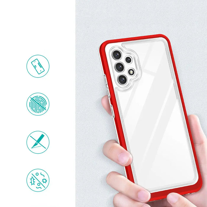 Clear 3in1 Case for Samsung Galaxy A32 5G Frame Gel Cover Red - Cell phone cases and covers<<<HurtelXML