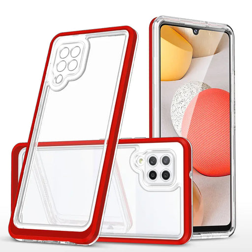 Clear 3in1 Case for Samsung Galaxy A42 5G Frame Gel Cover Red - Cell phone cases and covers<<<HurtelXML