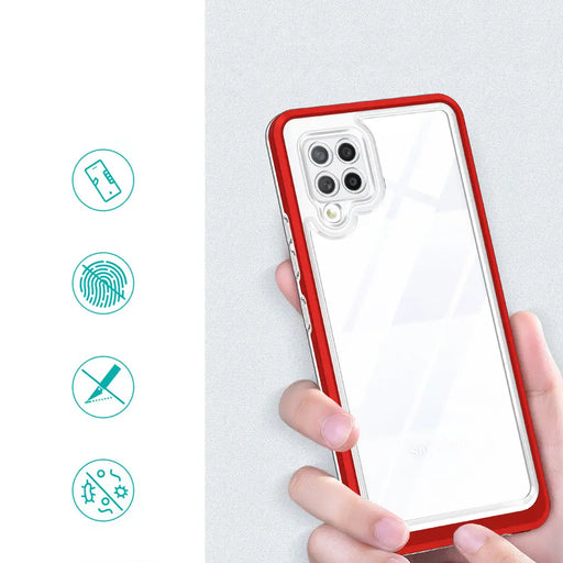 Clear 3in1 Case for Samsung Galaxy A42 5G Frame Gel Cover Red - Cell phone cases and covers<<<HurtelXML