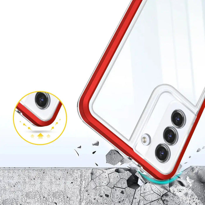 Clear 3in1 Case for Samsung Galaxy S21 5G Frame Gel Cover Red - Cell phone cases and covers<<<HurtelXML