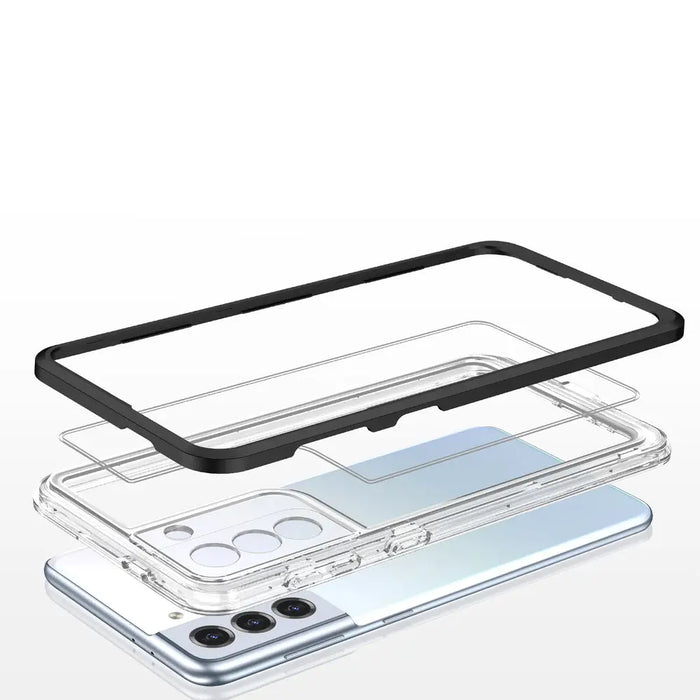 Clear 3in1 Case for Samsung Galaxy S21 + 5G (S21 Plus 5G) Frame Gel Cover Black - Cell phone cases