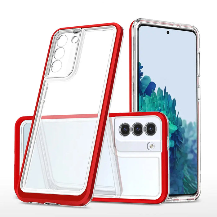 Clear 3in1 Case for Samsung Galaxy S21 + 5G (S21 Plus 5G) Frame Gel Cover Red - Cell phone cases and covers<<<HurtelXML