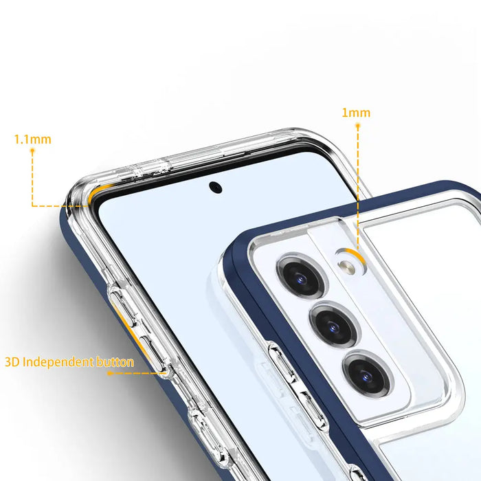 Clear 3in1 Case for Samsung Galaxy S21 + 5G (S21 Plus 5G) Frame Gel Cover Blue - Cell phone cases and covers<<<HurtelXML
