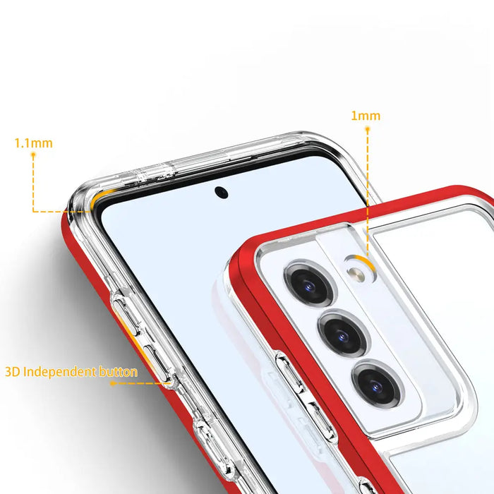 Clear 3in1 case for Samsung Galaxy S22 + (S22 Plus) frame gel cover red - Cell phone cases and covers<<<HurtelXML