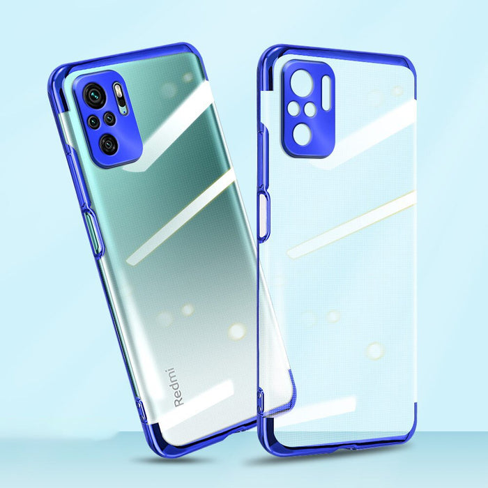 Clear Color Case Gel TPU Electroplating frame Cover for Xiaomi Redmi Note 10 5G / Poco M3 Pro blue - Cell phone cases