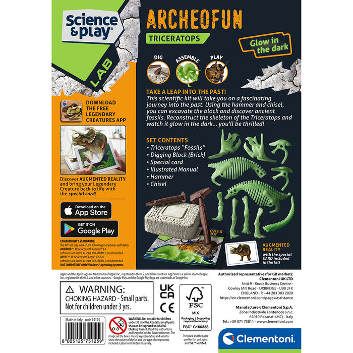 Образователен комплект Clementoni Science & Play - Разкрий скелет на трицератопс