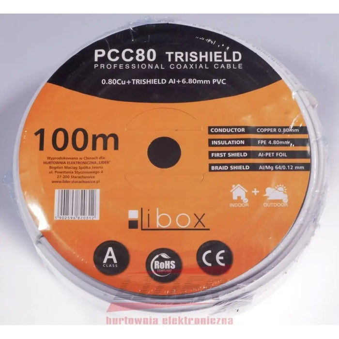 Coaxial TV Antenna Cable Libox PCC80 White 100 m - Аудио и Видео Кабели<<<Електроника Телевизори<<<Компютри|