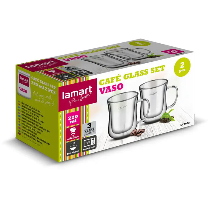 COFFEE GLASS 220 ML 2PCS LT9032 LAMART - Сервизи чаши и чинии<<<Домашни потреби<<<Кухня<<<Praktiker