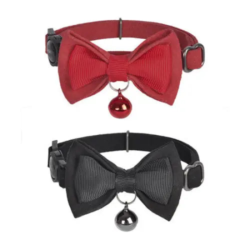 Collar set Dogness for cats 2 pcs (Genuine Leather Red/Fiber Black) - Walking and transportation<<<Pets<<<InnproXML