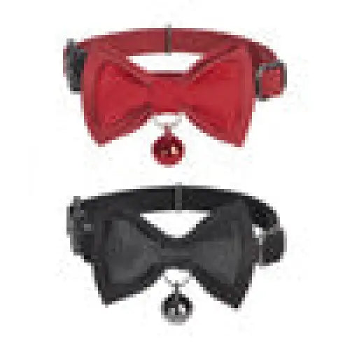 Collar set Dogness for cats 2 pcs (Genuine Leather Red/Fiber Black) - Walking and transportation<<<Pets<<<InnproXML