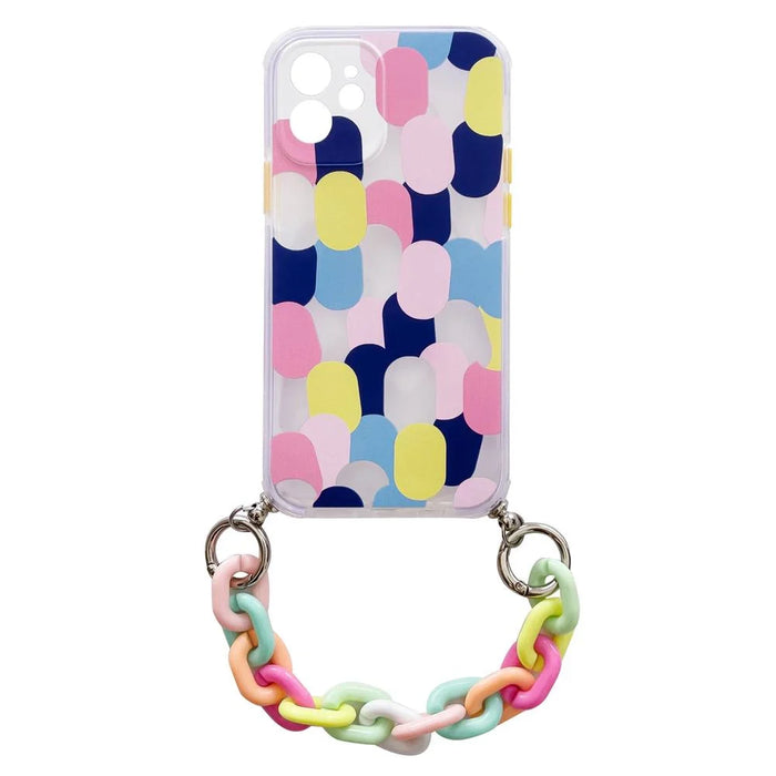 Color Chain Case gel flexible elastic case cover with a chain pendant for iPhone 12 multicolour - Cell phone cases