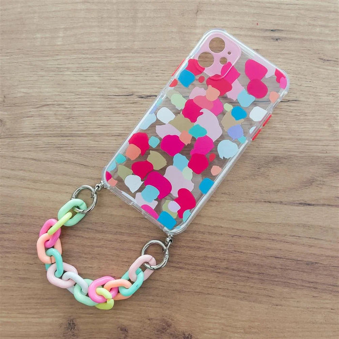 Color Chain Case gel flexible elastic case cover with a chain pendant for iPhone 12 multicolour - Cell phone cases