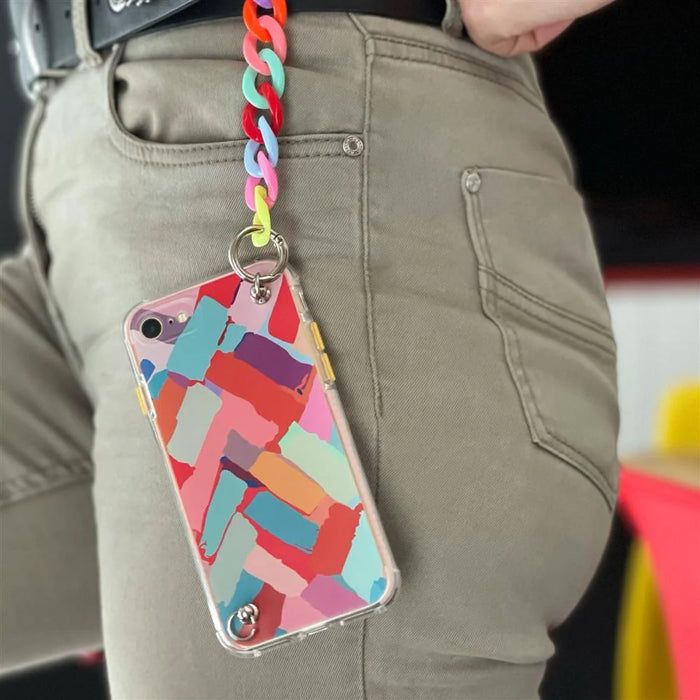 Color Chain Case gel flexible elastic case cover with a chain pendant for iPhone XS / iPhone X multicolour - Cell phone