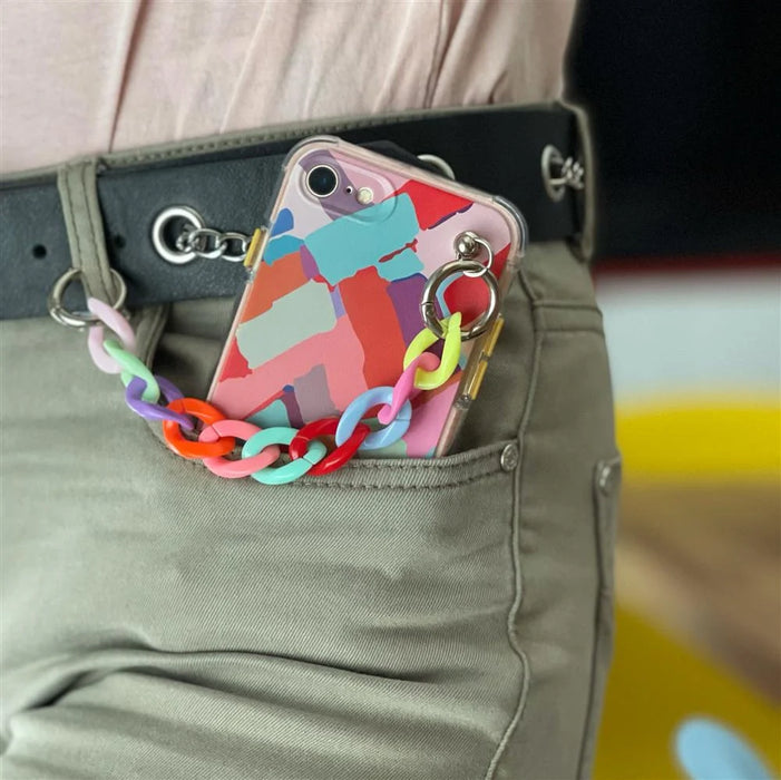 Color Chain Case gel flexible elastic case cover with a chain pendant for iPhone 12 multicolour - Cell phone cases