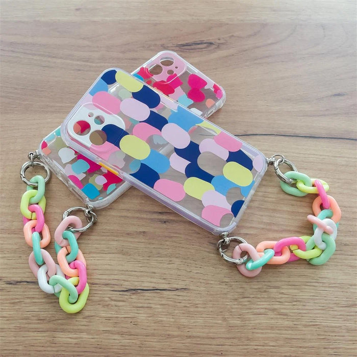 Color Chain Case gel flexible elastic case cover with a chain pendant for iPhone XS / iPhone X multicolour - Cell phone