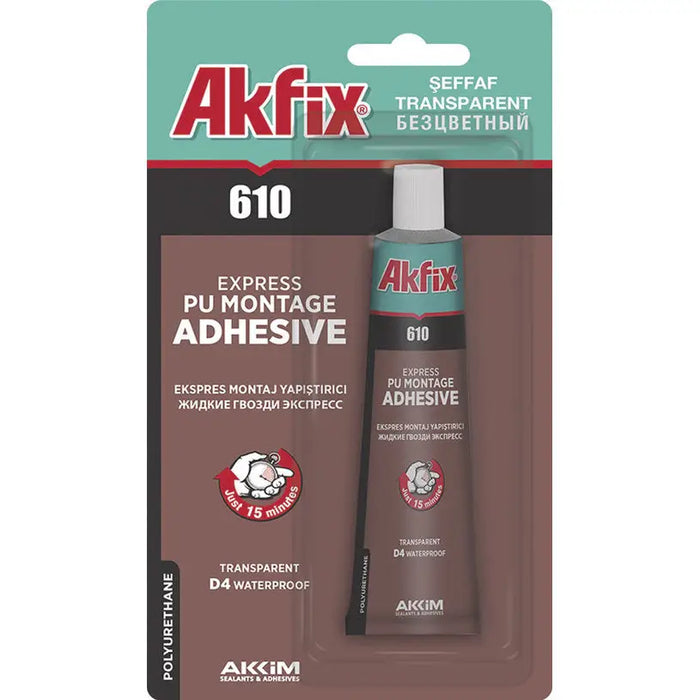 COLORLESS POLYURETHANE ADHESIVE PU EXPRESS 610 50 ML AKFIX - Лепила<<<Лепила и ленти<<<Бои и