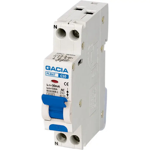 COMBINED CIRCUIT BREAKER WITH REMEDIAL CURRENT PROTECTION 1P + N 10A GACIA 30MA - Електроапаратура и