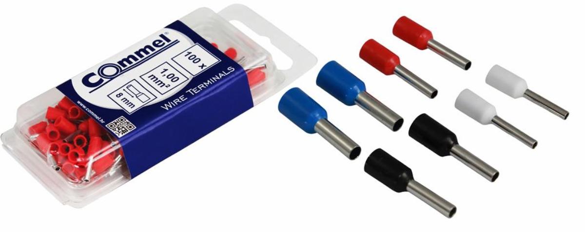 CABLE END COMMEL 1.00MM2-BLISTER 100PCS