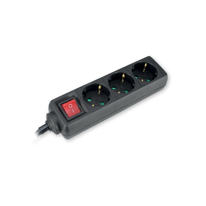 Commel power strip 3 sockets 1.4m button black C232-324