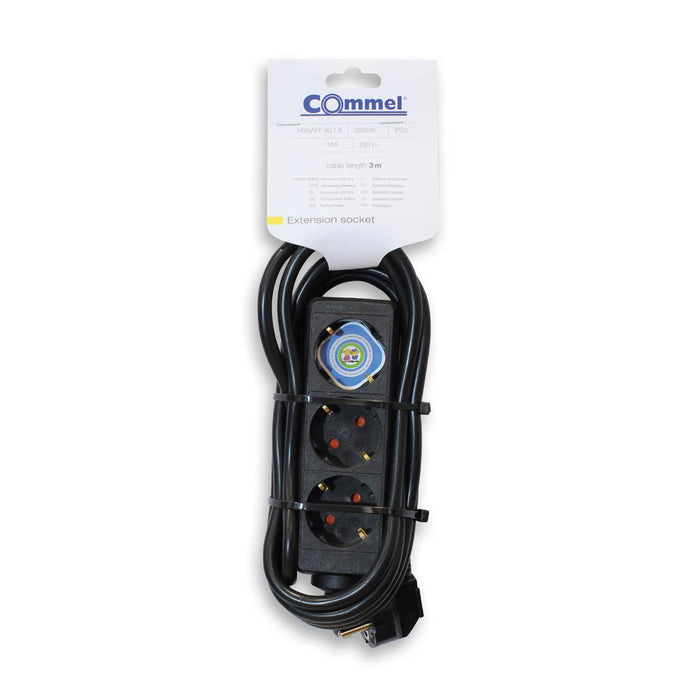SPLITTER 3 SOCKETS 3M BLACK COMMEL