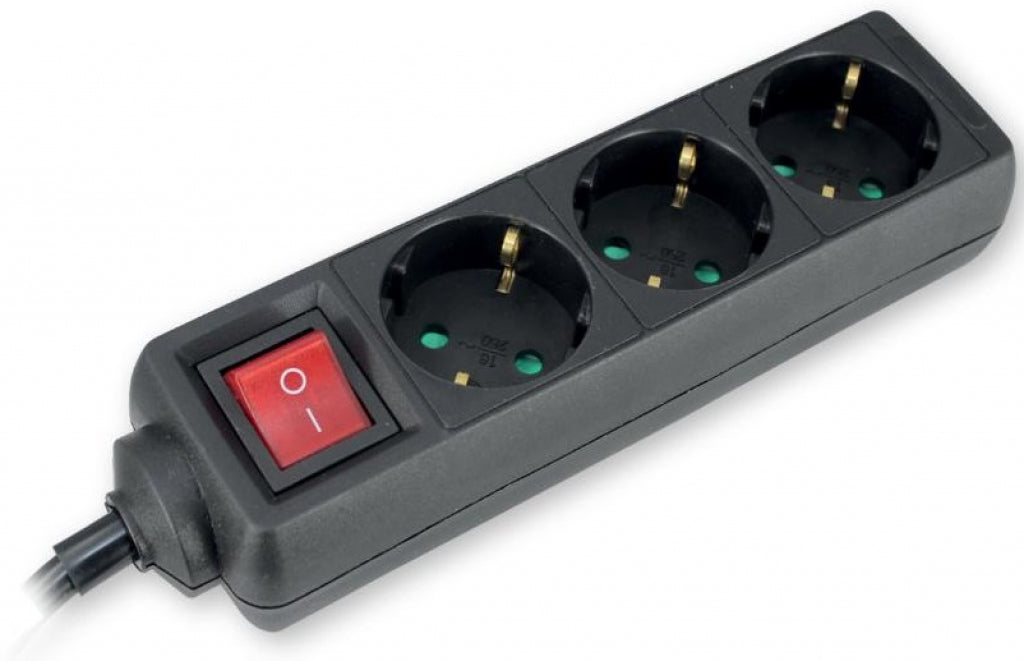 Commel power strip 3 sockets 1.4m button black C232-324