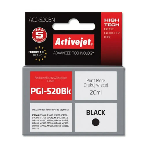Compatible Ink Cartridge Activejet ACC-520BN Black - Оригинални Касети с Мастило<<<Електроника Периферни и резервни