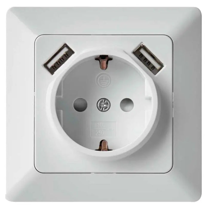 CONTACT 2XUSB WHITE EMOS - Ключове и контакти<<<Електроматериали<<<Praktiker&&&Ключове и