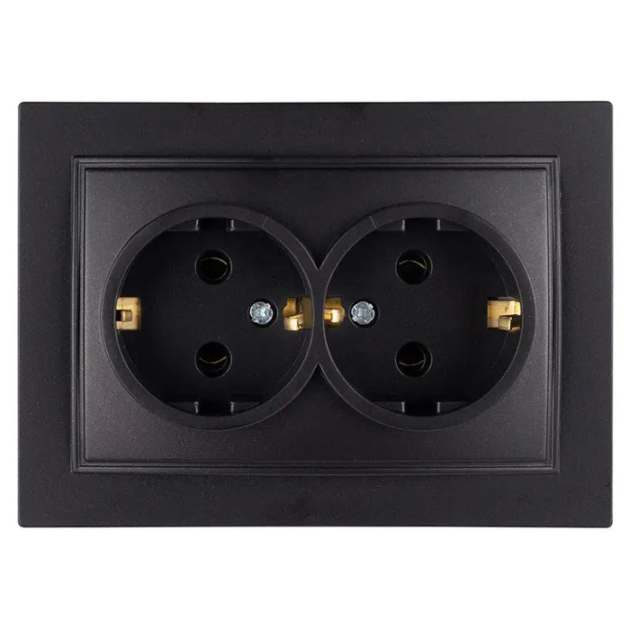 CONTACT DOUBLE BLACK MATTE NILSON ALEGRA - Ключове и контакти<<<Електроматериали<<<Praktiker&&&Ключове и
