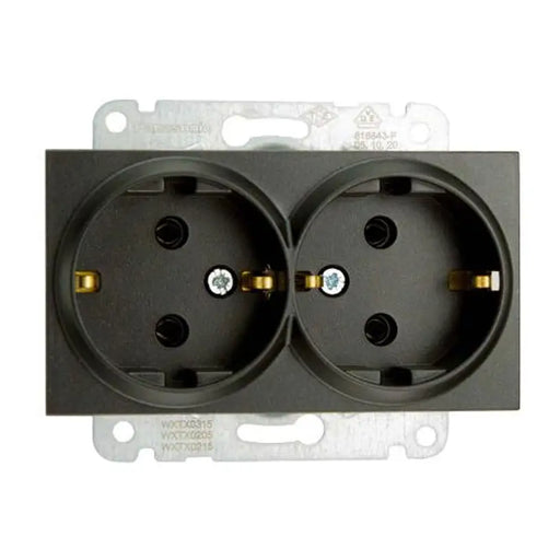 CONTACT DOUBLE BLACK PANASONIC KARRE PLUS - Ключове и контакти<<<Електроматериали<<<Praktiker&&&Ключове и