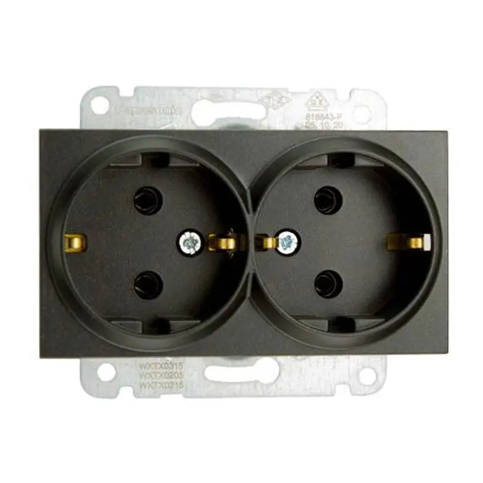 CONTACT DOUBLE BLACK PANASONIC KARRE PLUS - Ключове и контакти<<<Електроматериали<<<Praktiker&&&Ключове и