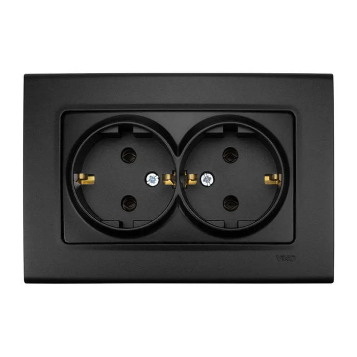 CONTACT DOUBLE BLACK VIKO BY PANASONIC Linnera Life - Ключове и контакти<<<Електроматериали<<<Praktiker&&&Ключове и