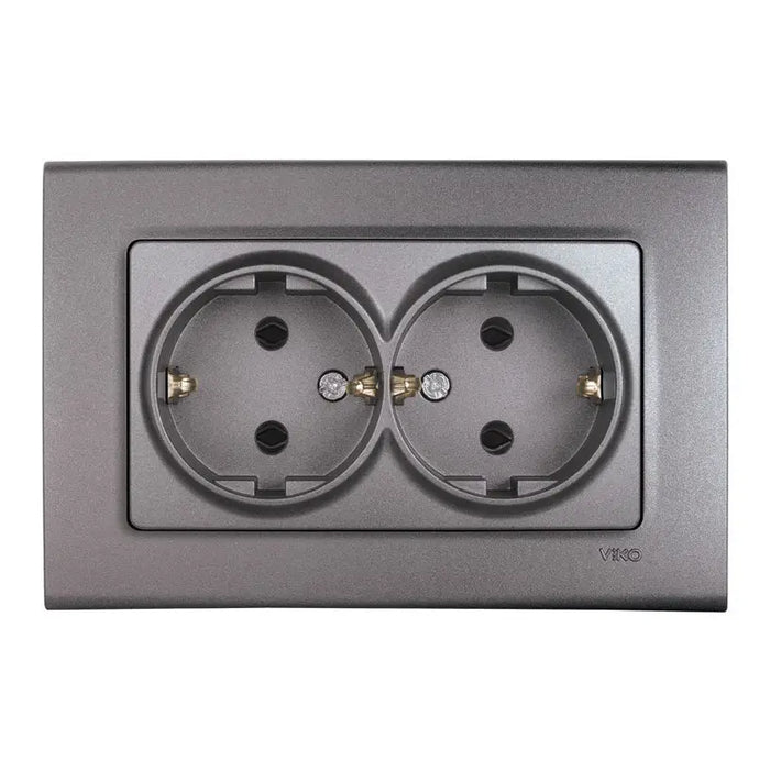 CONTACT DOUBLE GRAY VIKO BY PANASONIC Linnera Life - Ключове и контакти<<<Електроматериали<<<Praktiker&&&Ключове и
