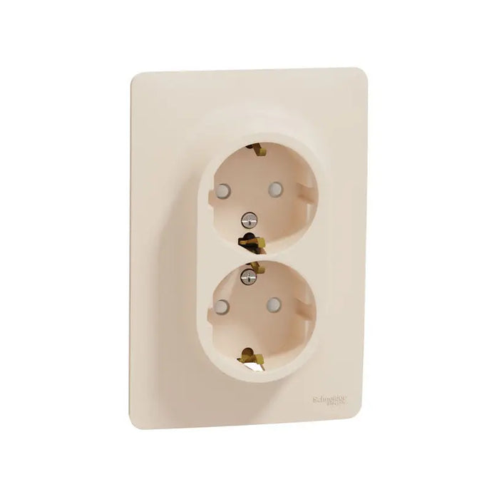CONTACT DOUBLE SHUKO 16A IVORY SCHNEIDER UNICA (NU206744) - Ключове и контакти<<<Електроматериали<<<Praktiker&&&Ключове